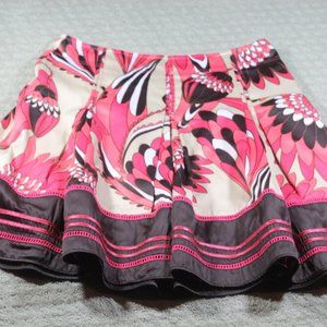 Worthington Brown & Pink Multicolor Pleated Skirt
